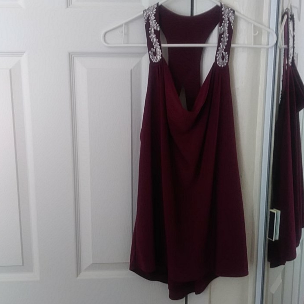 Maroon with white embellished tank